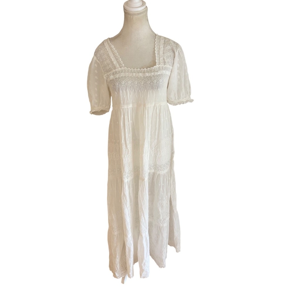 DOEN Colline Dress White Embroidered Maxi Cottagecore Size Small - Picture 2 of 9